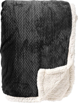 Dutch Decor - BOBBY - Plaid 150x200 cm - fleece deken met sherpa voering - Raven - zwart