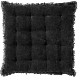 Dutch Decor - BURTO - Stoelkussen van gewassen katoen Raven 40x40 cm - zwart - Zitkussen