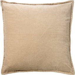 Dutch Decor CAITH - Kussenhoes 50x50cm - 100% katoen velvet - lekker zacht - Pumice Stone - beige - met rits