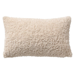 Dutch Decor - CARLYN - Sierkussen 30x50 cm – heerlijk zacht – met teddy krullen – Tofu - wit