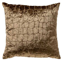 Dutch Decor - COLETTE - Sierkussen 45x45 cm - velours - luxe kroko print - Sepia - bruin