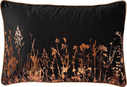 Dutch Decor DALITA - Kussenhoes 40x60 cm - metallic design - met bloemen - Raven - zwart - met rits - zonder binnenkussen