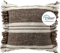 Dutch Decor EDGAR - Kussenhoes 45x45 cm van 85% gerecycled polyester - streepdessin - Eco Line collectie - Driftwood - taupe - met rits - zonder binnenkussen
