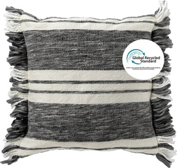 Dutch Decor EDGAR - Kussenhoes 45x45 cm van 85% gerecycled polyester - streepdessin - Eco Line collectie - Charcoal Gray - antraciet - met rits - zonder binnenkussen
