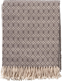Dutch Decor - ELODIE - Plaid 140x180 cm - deken met geometrich patroon en franjes - Charcoal Gray - multicolor