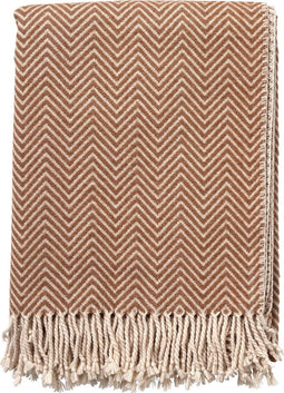 Dutch Decor - EVONY - Plaid 140 x180 cm - deken met zigzag patroon en franjes - Tobacco Brown - bruin