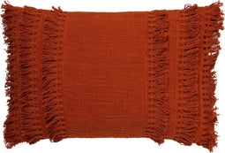 Dutch Decor FARA - Kussenhoes 40x60 cm - 100% katoen - met franjes - Potters Clay - oranje - met rits - zonder binnenkussen