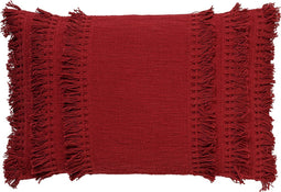 Dutch Decor FARA - Kussenhoes 40x60 cm - 100% katoen - met franjes - Merlot - rood - met rits - zonder binnenkussen