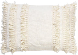 Dutch Decor FARA - Kussenhoes 40x60 cm - 100% katoen - met franjes - Snow White - wit - met rits - zonder binnenkussen