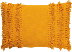 Dutch Decor FARA - Kussenhoes 40x60 cm - 100% katoen - met franjes - Golden Glow - geel - met rits - zonder binnenkussen