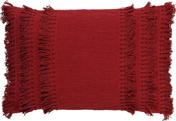 Dutch Decor FARA - Sierkussen 40x60 cm - 100% katoen - met franjes - Merlot - rood - Inclusief binnenkussen