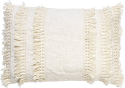 Dutch Decor FARA - Sierkussen 40x60 cm - 100% katoen - met franjes - Snow White - wit - Inclusief binnenkussen