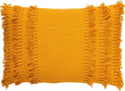 Dutch Decor FARA - Sierkussen 40x60 cm - 100% katoen - met franjes - Golden Glow - geel - Inclusief binnenkussen