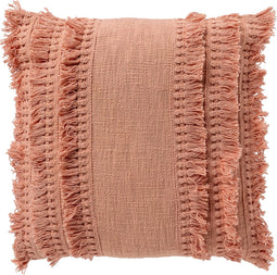 Dutch Decor FARA - Sierkussen 45x45 cm - 100% katoen - met franjes - Muted Clay - roze - Inclusief binnenkussen