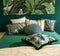 Dutch Decor FAUNA - Sierkussen velvet 45x45 cm - botanische print - franjes - Chive - groen - Inclusief binnenkussen