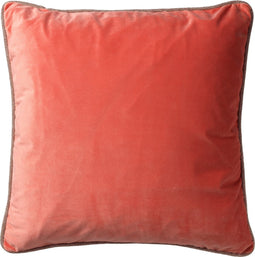 Dutch Decor FINN - Sierkussen 45x45 cm - velvet - effen kleur - met glitterbies - Coral - koraalroze - Inclusief binnenkussen