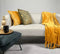 Dutch Decor - FLORIJN - Plaid 150 x200 cm - grote flannel fleece plaid met flosjes - Golden Glow - geel