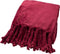 Dutch Decor - FLORIJN - Plaid 150 x200 cm - grote fleece plaid met flosjes - Red Plum - donkerroze