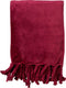 Dutch Decor - FLORIJN - Plaid 150 x200 cm - grote fleece plaid met flosjes - Red Plum - donkerroze