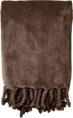 Dutch Decor - FLORIJN - Plaid 150x200 cm - grote fleece plaid met flosjes - Chocolate Martini - donkerbruin