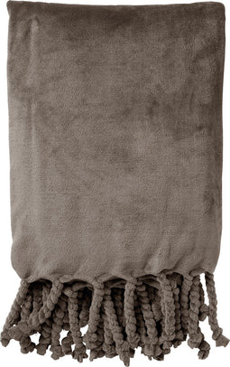 Dutch Decor - FLORIJN - Plaid 150x200 cm - grote fleece plaid met flosjes - Driftwood - taupe