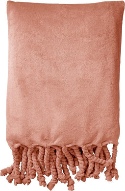 Dutch Decor - FLORIJN - Plaid 150x200 cm - grote fleece plaid met flosjes - Muted Clay - roze