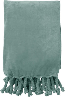 Dutch Decor - FLORIJN - Plaid 150x200 cm - grote fleece plaid met flosjes - Jadeite - lichtgroen