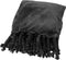Dutch Decor - FLORIJN - Plaid 150x200 cm - grote fleece plaid met flosjes - Raven - zwart