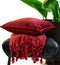 Dutch Decor - FLORIJN - Plaid 150x200 cm - grote fleece plaid met flosjes - Merlot - bordeaux rood