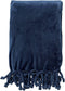 Dutch Decor - FLORIJN - Plaid 150x200 cm - grote fleece plaid met flosjes - Insignia Blue - blauw