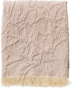 Dutch Decor - FLORINE - Plaid 140x180 cm - met ingeweven patroon - effen kleur met franjes - Pumice Stone - beige