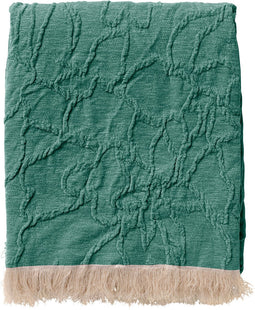 Dutch Decor - FLORINE - Plaid 140x180 cm - met ingeweven patroon - effen kleur met franjes - Sagebrush Green - groen