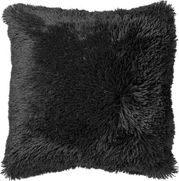 Dutch Decor FLUFFY - Kussenhoes 60x60 cm - superzacht - XL kussensloop - Raven - zwart - met rits - zonder binnenkussen