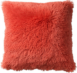 Dutch Decor FLUFFY - Sierkussen 45x45 cm - superzacht - effen kleur - Coral - koraalroze - Inclusief binnenkussen