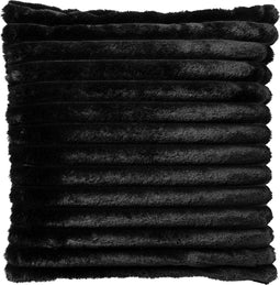 Dutch Decor HAZEL - Kussenhoes 50x50 cm - effen kleur - strepen - heerlijk zacht - Raven - zwart - met rits - zonder binnenkussen