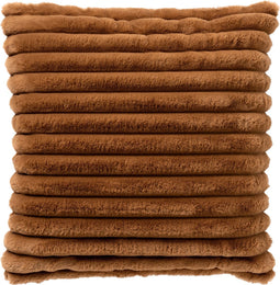 Dutch Decor HAZEL - Sierkussen 50x50 cm - effen kleur - strepen - heerlijk zacht - Tobacco Brown - bruin - Inclusief binnenkussen