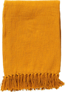 Dutch Decor - JUNE - Plaid 140x180 cm - deken van geweven katoen met franjes - Golden Glow - geel