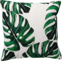 Dutch Decor LEAFY - Sierkussen 45x45 cm - katoen - Snow White - wit - Inclusief binnenkussen