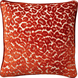 Dutch Decor LEONA - Sierkussen 45x45 cm - velvet - panterprint - Potters Clay - oranje - Inclusief binnenkussen