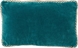 Dutch Decor MANOE - Kussenhoes 30x50 cm - effen kleur - met rand van jute - Deep Lake - blauw - met rits - zonder binnenkussen