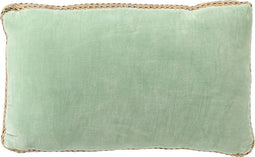 Dutch Decor MANOE - Kussenhoes 30x50 cm - effen kleur - met rand van jute - Cameo Green - lichtgroen - met rits - zonder binnenkussen
