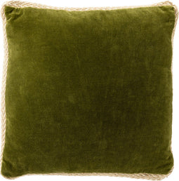 Dutch Decor MANOE - Kussenhoes 45x45 cm - effen kleur - met rand van jute - Cardamom Seed - donkergroen - met rits - zonder binnenkussen
