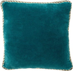 Dutch Decor MANOE - Kussenhoes 45x45 cm - effen kleur - met rand van jute - Deep Lake - petrol - met rits - zonder binnenkussen