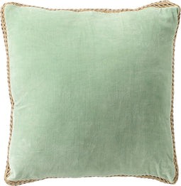 Dutch Decor MANOE - Kussenhoes 45x45 cm - effen kleur - met rand van jute - Cameo Green - lichtgroen - met rits - zonder binnenkussen