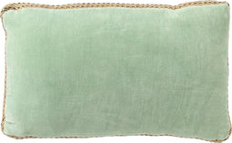 Dutch Decor MANOE - Sierkussen 30x50 cm - effen kleur - met rand van jute - Cameo Green - lichtgroen - Inclusief binnenkussen