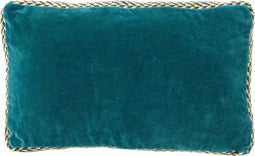 Dutch Decor MANOE - Sierkussen 30x50 cm - effen kleur - met rand van jute - Deep Lake - petrol - Inclusief binnenkussen