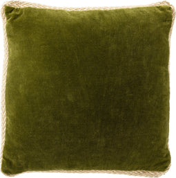 Dutch Decor MANOE - Sierkussen 45x45 cm - effen kleur - met rand van jute - Cardamom Seed - donkergroen - Inclusief binnenkussen