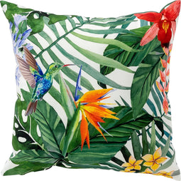 Dutch Decor - MANUEL - Kussenhoes voor buiten 45x45 cm - waterafstotend en uv-bestendig - Outdoor collectie - English Ivy - wit