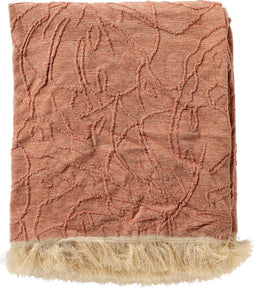 Dutch Decor - MAYBEL - Plaid 140x180 cm - met ingeweven patroon - effen kleur met franjes - Muted Clay - roze