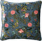 Dutch Decor MIKKY - Sierkussen 45x45 cm - velvet - bloemen - provincial blue - blauw - roze - groen - streepjes - Inclusief binnenkussen